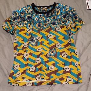 Dolce & Gabbana Multicolor Peacock Design Polo